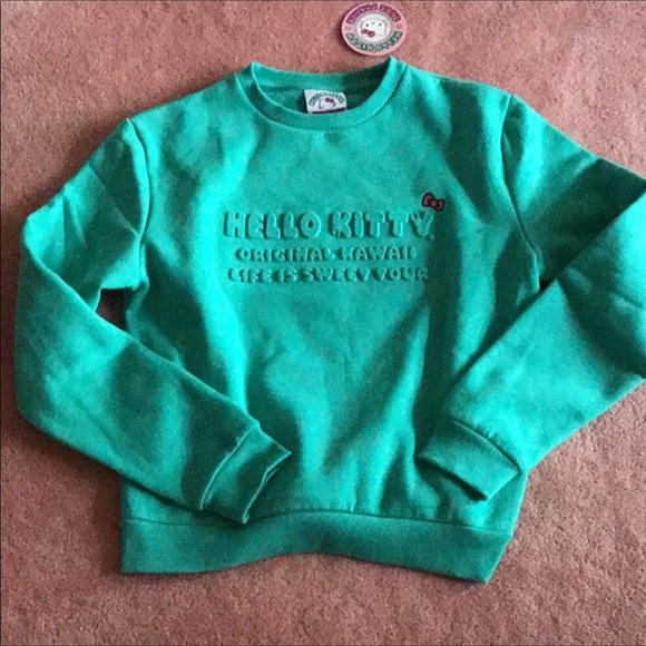 Hello Kitty Sweaters - Hello kitty shoe palace teal sweatshirt